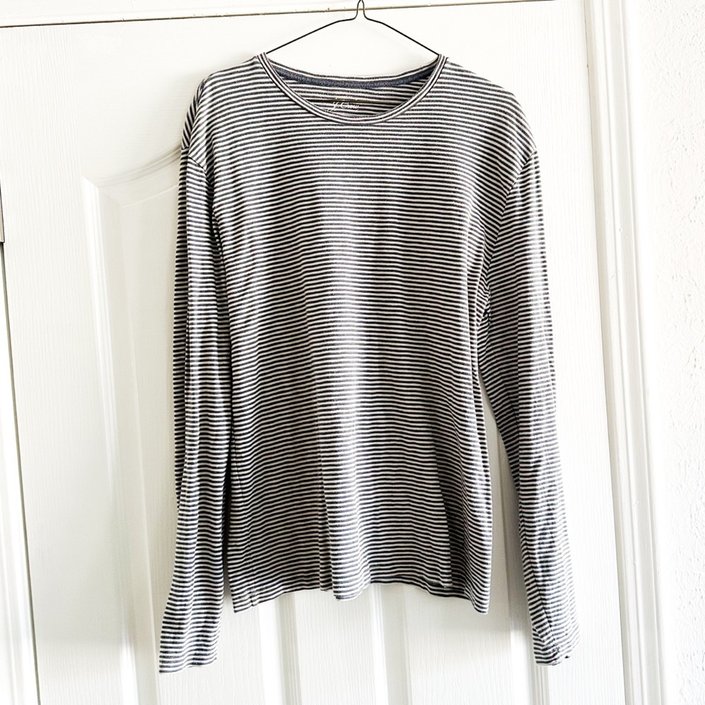J. CREW Seersucker Tee - Grey & White